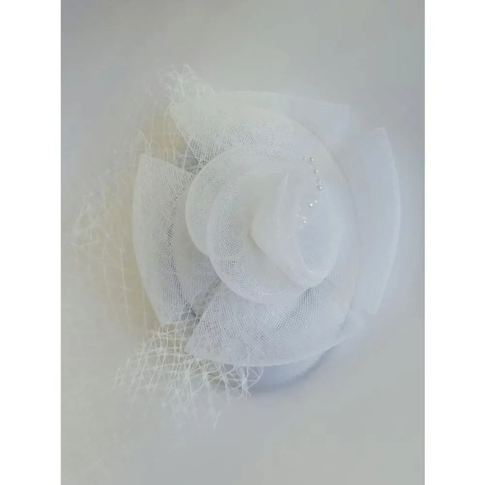 🤍 Pinup Accessory 1950s Retro Vintage Fascinator Bridal White Pillbox Veil Hat